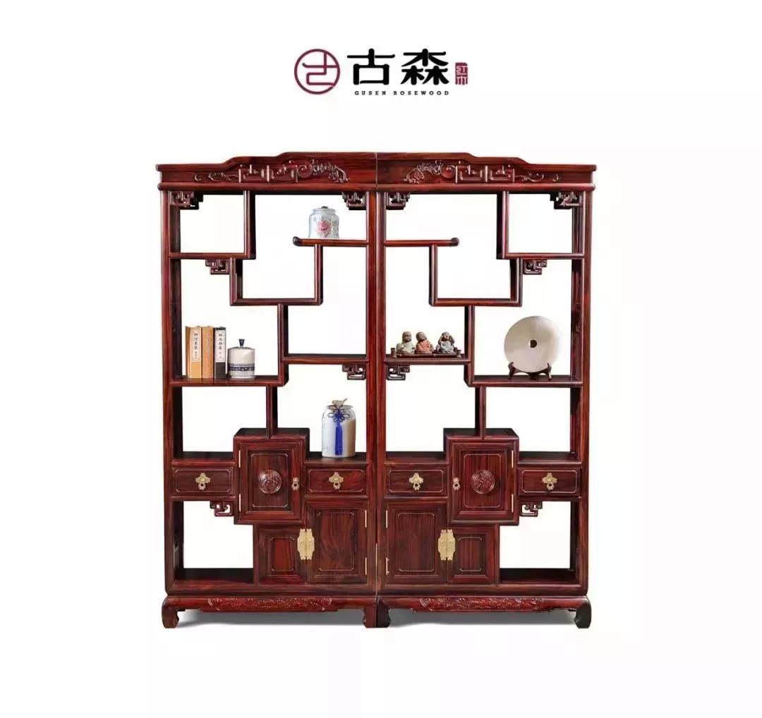 古森红木阔叶黄檀博古架