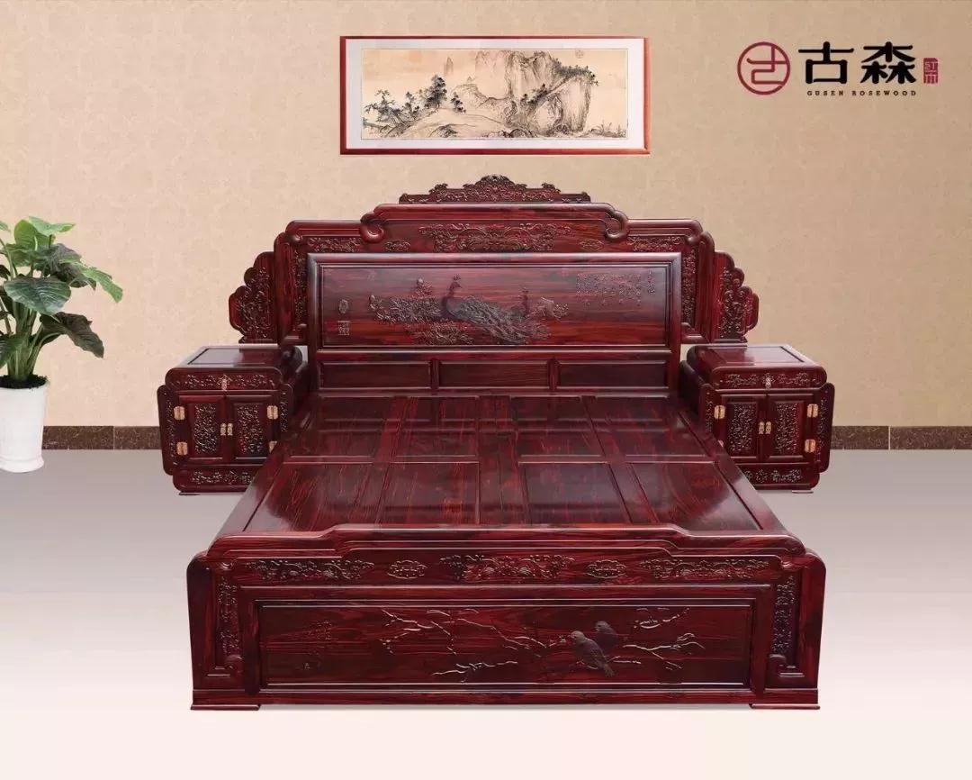 古森红木阔叶黄檀大床