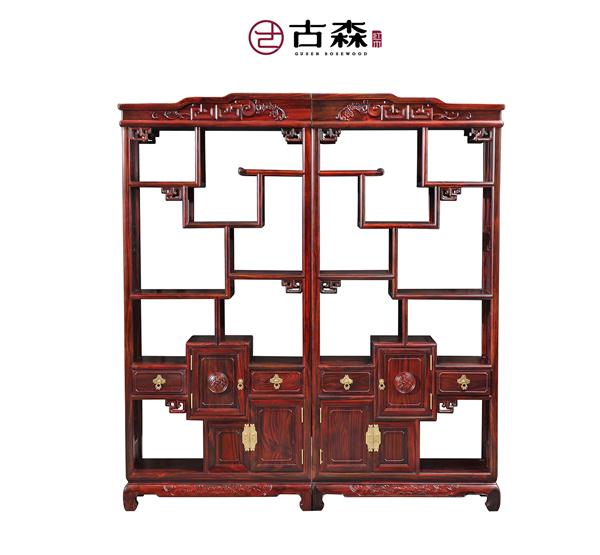 古森红木阔叶黄檀博古架