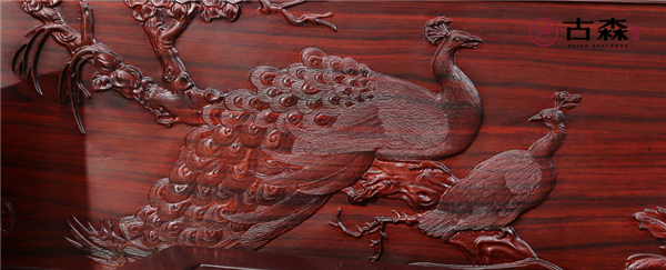 古森红木阔叶黄檀家具雕花细节图