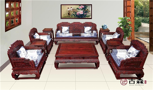 古森红木——阔叶黄檀《荷花宝座沙发十一件套》