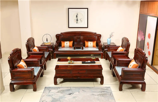 古森红木精品绒毛黄檀家具《吉祥如意沙发》